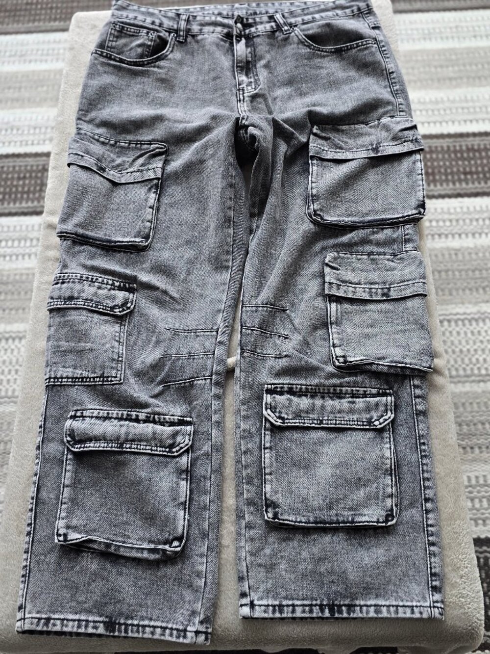 MANFINITY WIDE LEG XL Cargo asid wash grey men's